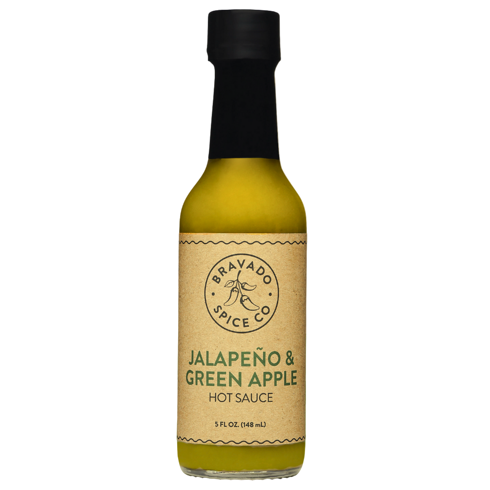 Bottle of Jalapeño & Green Apple hot sauce