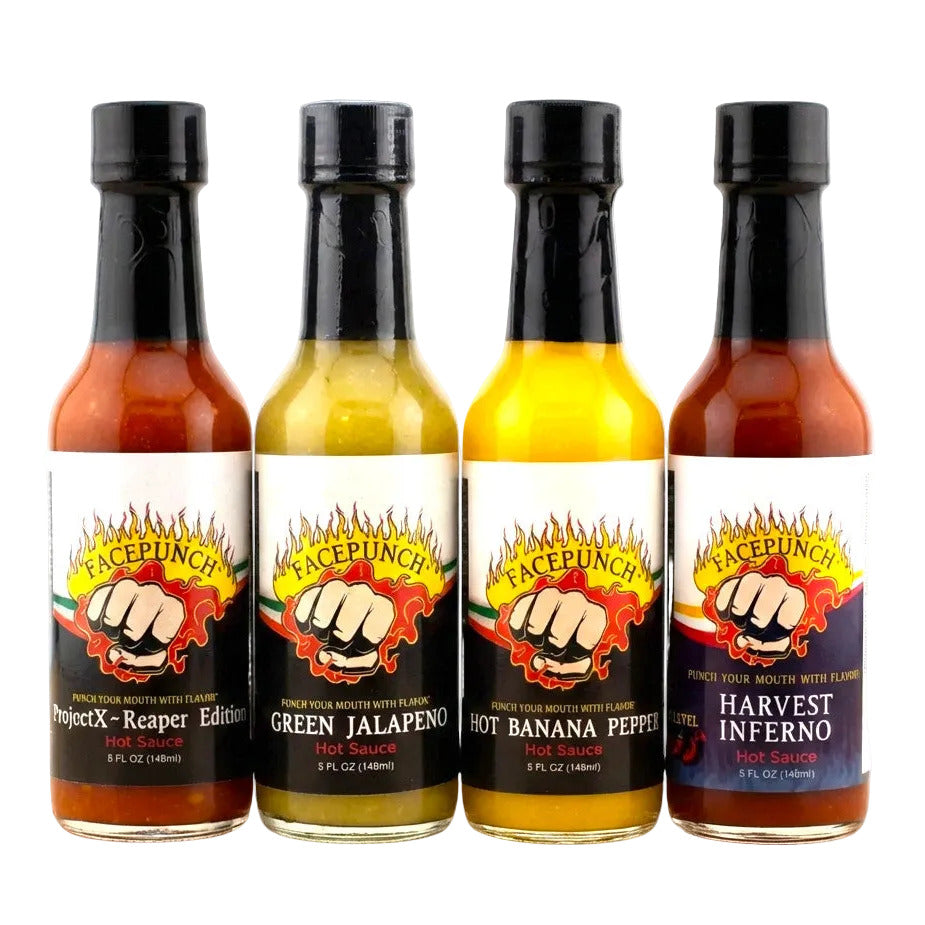 4 bottles of Facepunch Hot sauces