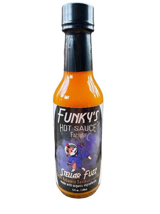 Bottle of Funky's Hot Sauce Factory Stellar Fuzz