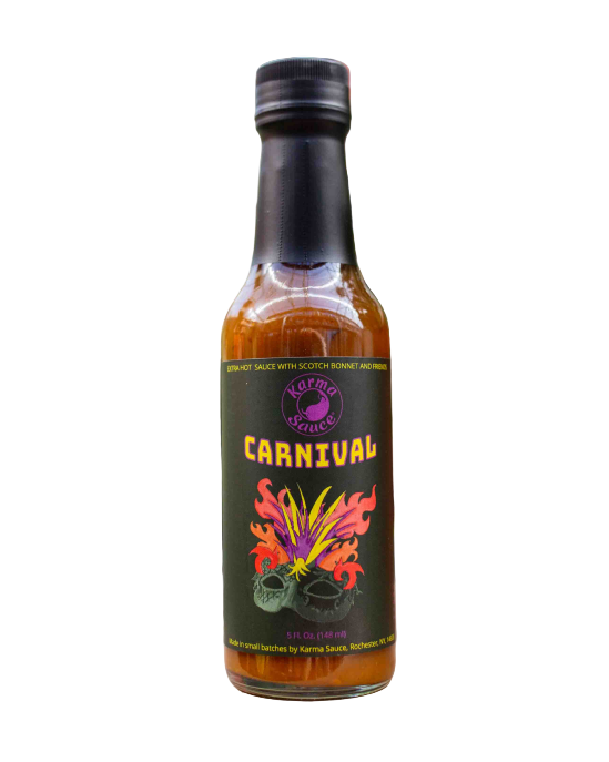 Bottle of Karma sauce Carnival hot sauce