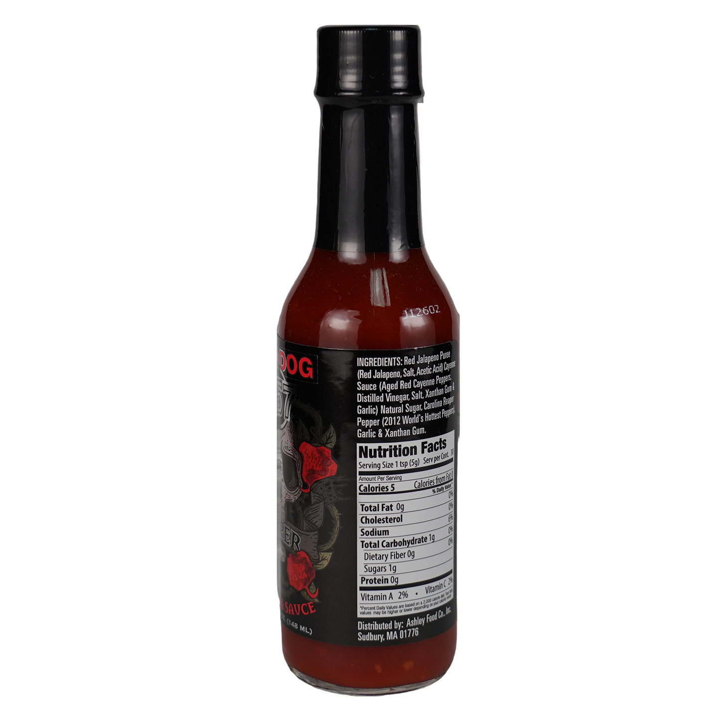Bottle of Mad Dog 357 hot sauce nutrition