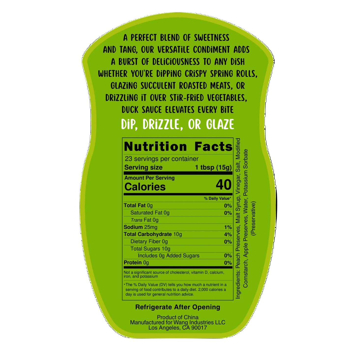 O'Ya Duck Sauce Nutrition Information