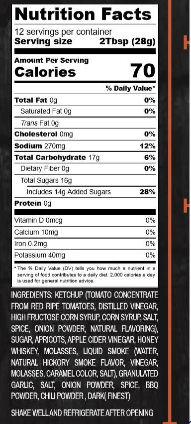Nutrition facts label for a product with detailed calorie count and ingredient list.