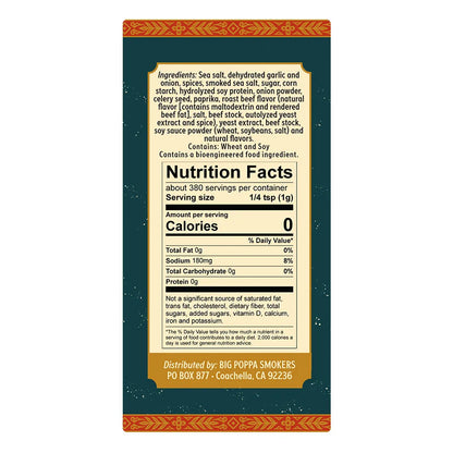 Nutrition facts label on a product packaging with a blue border and text.
