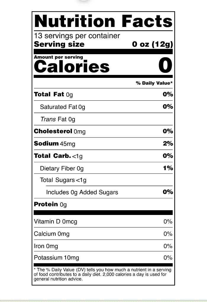 Nutrition facts label for Bootsie's Aloha From Hell hot sauce with serving size, calories, and various nutrient values on a white background