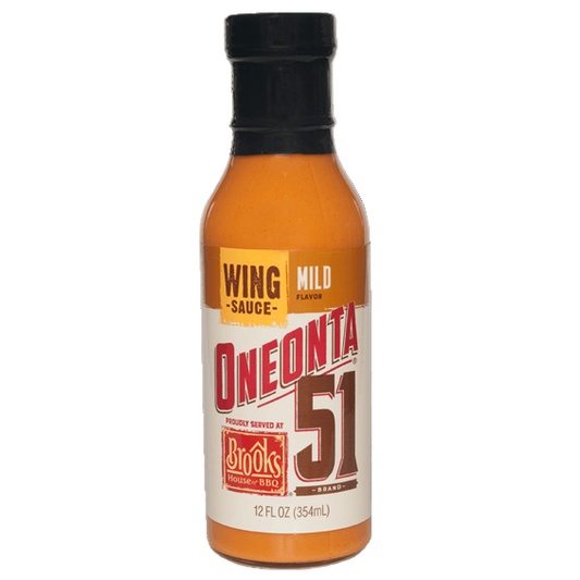 Bottle of Oneonta 51 wing sauce on a white background