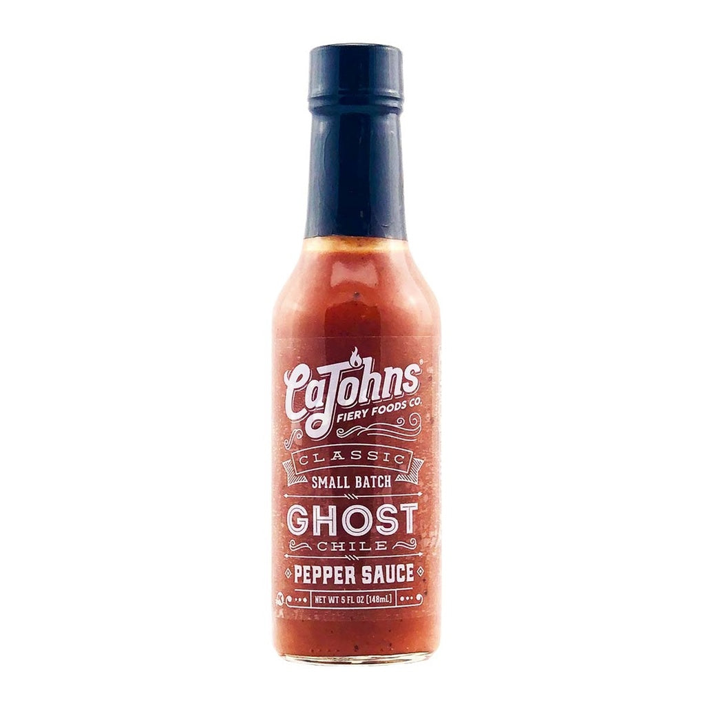 CaJohn's Ghost Chile Pepper Sauce bottle on a white background