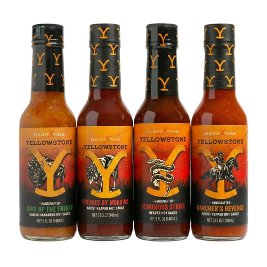 4 pack of Elijah's Xtreme Yellowstone hot sauces