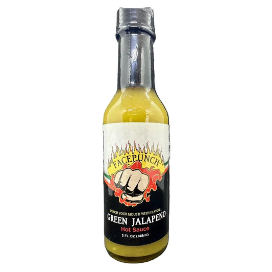 Facepunch Green Jalapeno Hot Sauce Bottle
