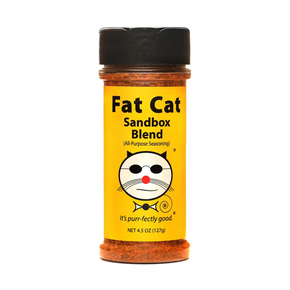 Fat Cat Sandbox Blend seasoning bottle on a white background