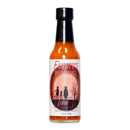 Bottle of Funky's Late Harvest Terra Luna Hot Sauce