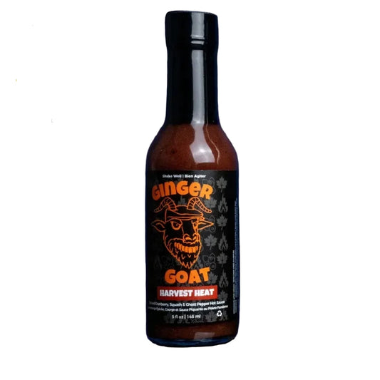Bottle of Ginger Goat Harvest Heat hot sauce 