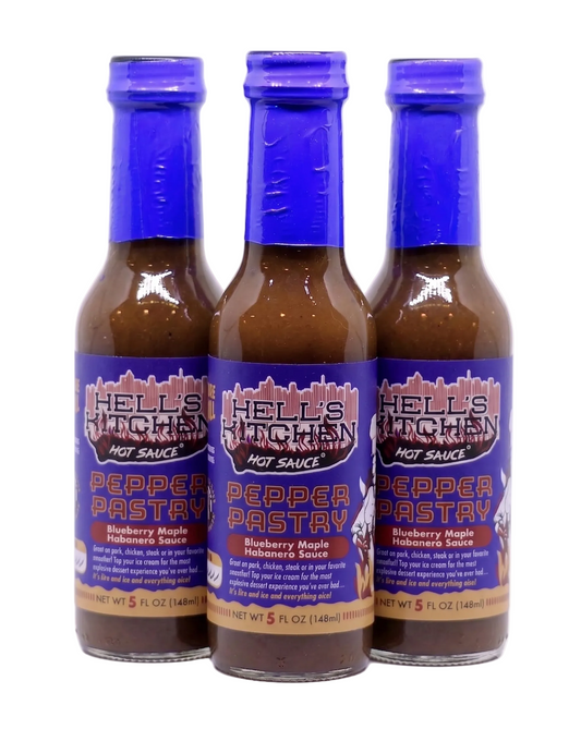 Hell's Kitchen Pepper Pastry Blueberry Maple Habanero Hot Sauce 3 Pack