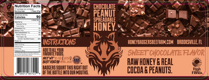 Honey label with chocolate and peanut imagery
