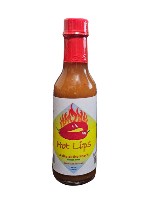 Hot Lips Day At The Peach hot sauce bottle 