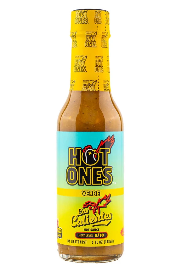 Hot Ones Verde hot sauce bottle 