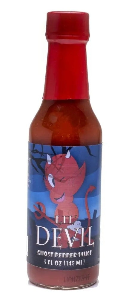 Bottle of Lil Devil Ghost Pepper Hot Sauce