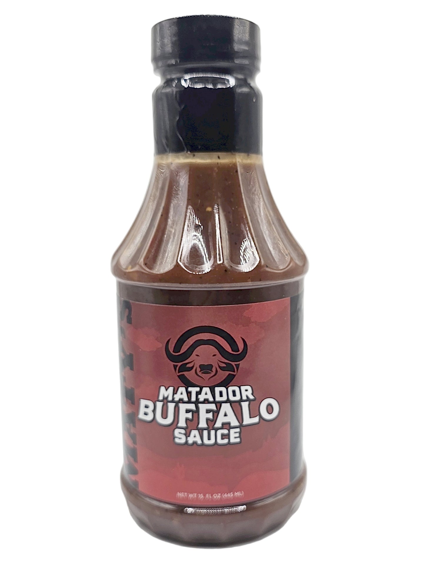 Bottle of Matador Buffalo Sauce on a white background