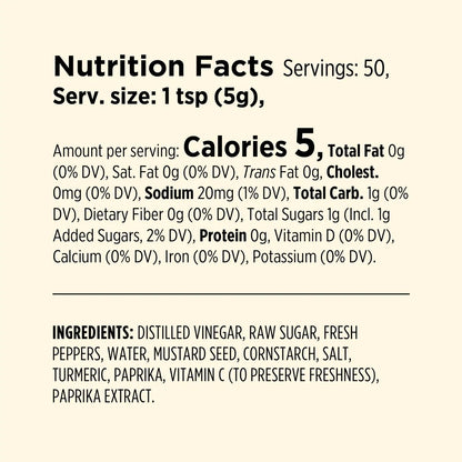 Nutrition facts label for a product with detailed information on calories, ingredients, and nutritional values.