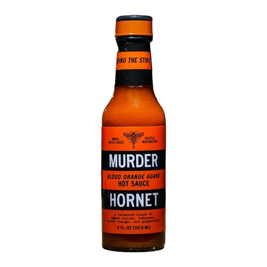 Murder Hornet Blood Orange Agave Hot Sauce Bottle