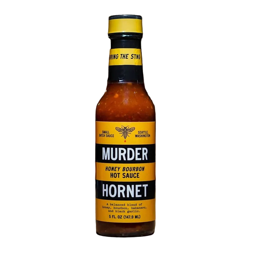 Murder Hornet Honey Bourbon Hot Sauce Bottle