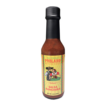 Bottle of Poblano Salsa Ranchera on a white background
