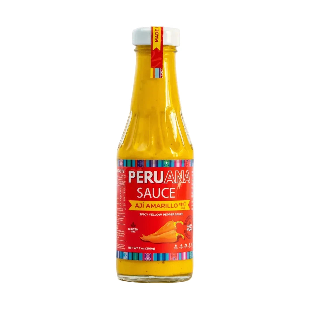 Bottle of Peruanas Sauce on a white background