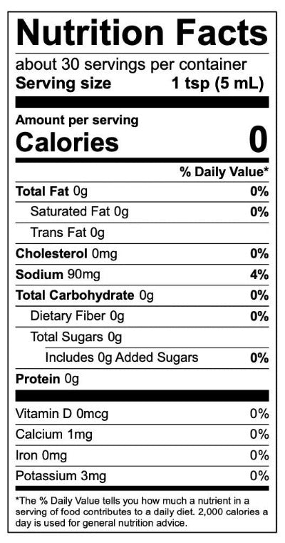 Nutrition facts label for Rising Smoke Slow Death Hot Sauce