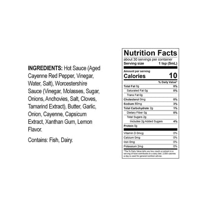 Nutrition facts label with ingredients list on a white background