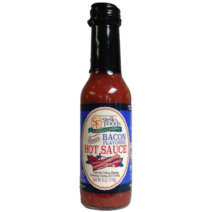 Bottle of Stello Foods Bacon Flavored Hot 