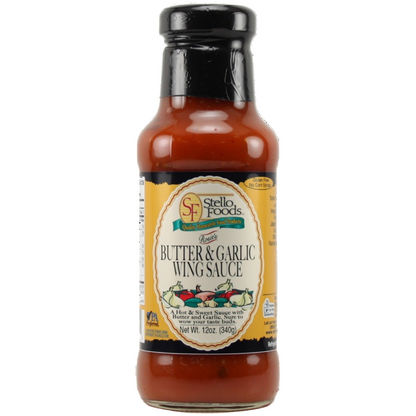 Bottle of Stello Foods Butter & Garlic Wing Sauce 