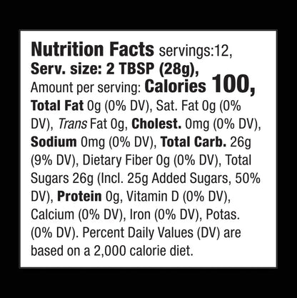 Nutrition facts label for Saucy Rebellion Candied Jalapeno Sauce with detailed information on calories, fat, sodium, carbohydrates, sugars, and protein.