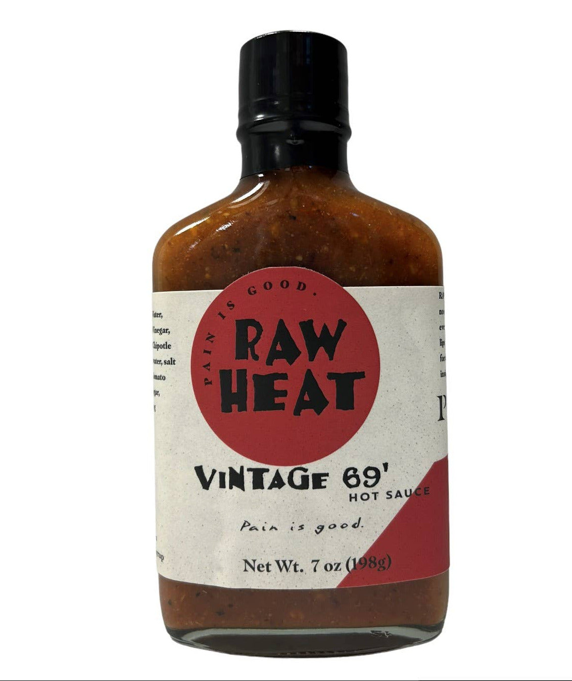 Bottle of Raw Heat Vintage 69 hot sauce