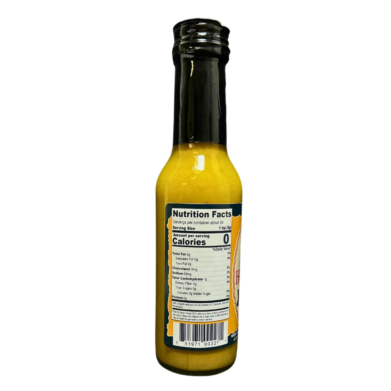 Stello Foods Rosie's Yellow Hot Sauce Bottle Nutrition Facts