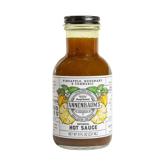 Tannenbaum's hot sauce bottle with label on a background