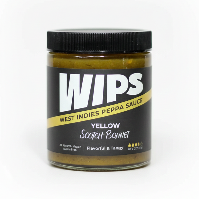 Jar of WIPS West Indies Peppa Sauce on a white background