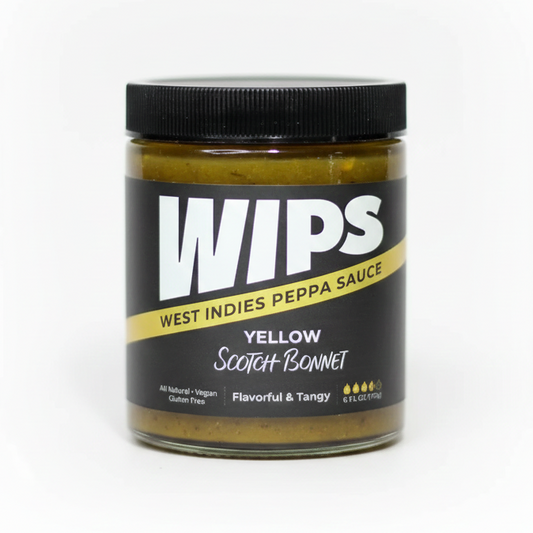 Jar of WIPS West Indies Peppa Sauce on a white background