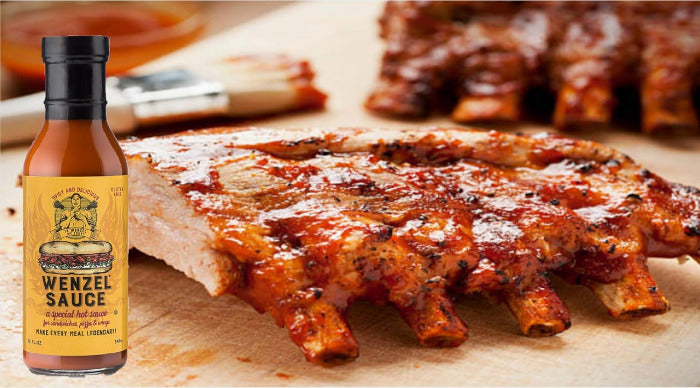 Wenzel Hot Sauce on ribs