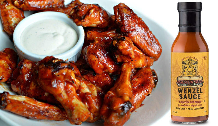 Wenzel Hot Sauce on chicken wings