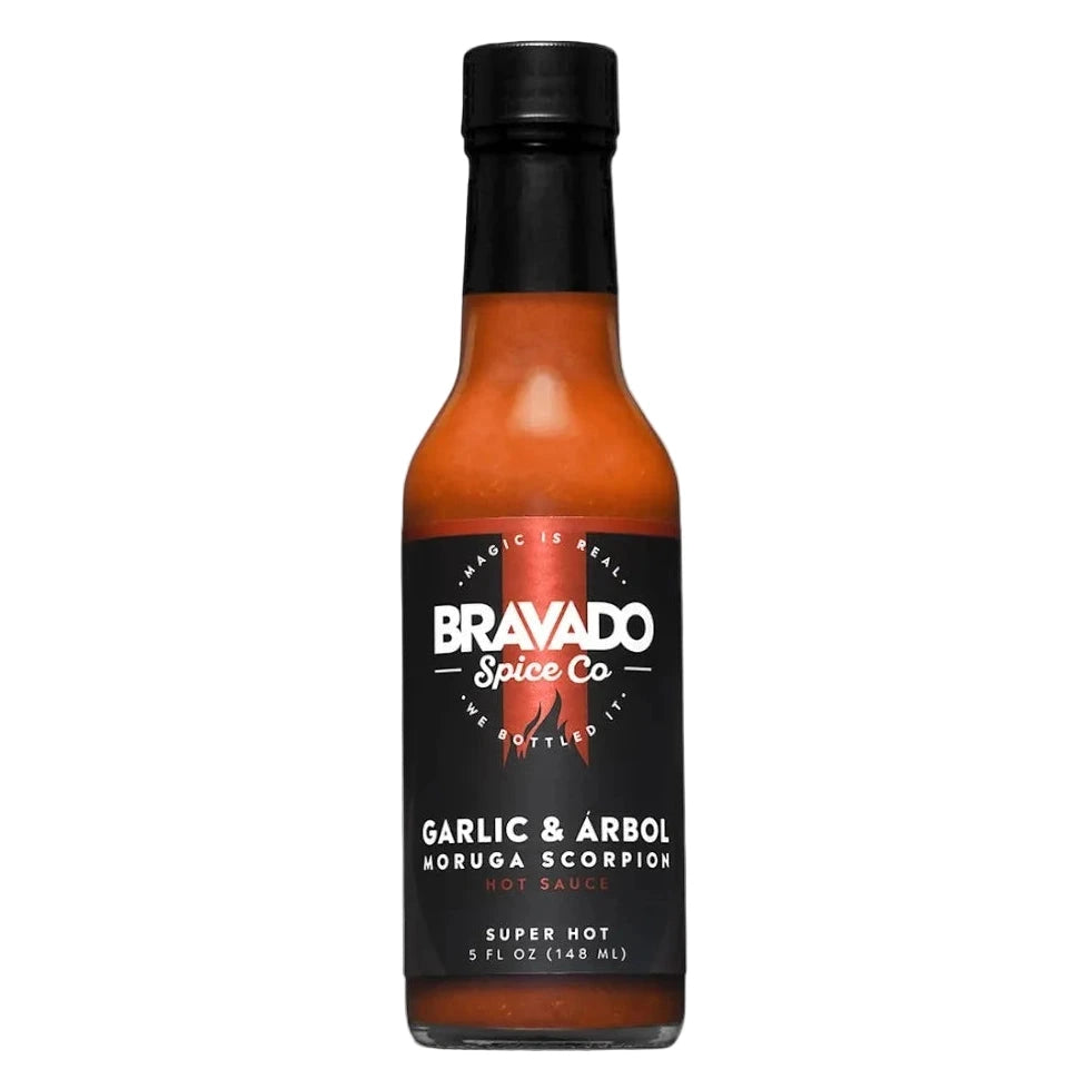 Bravado Spice Co Garlic and Arbol hot sauce bottle