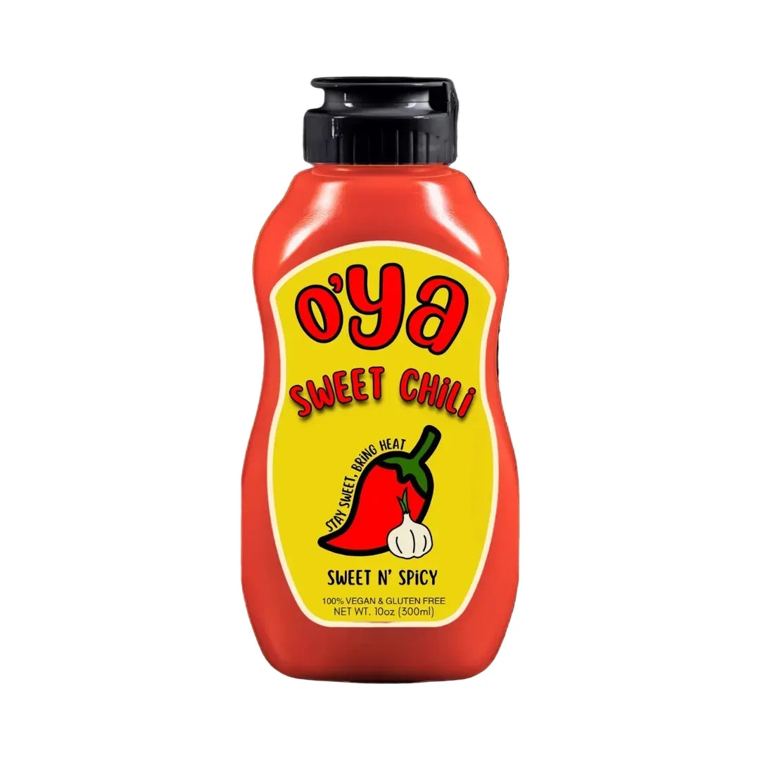 Bottle of O'Ya Sweet Chili sauce on a white background