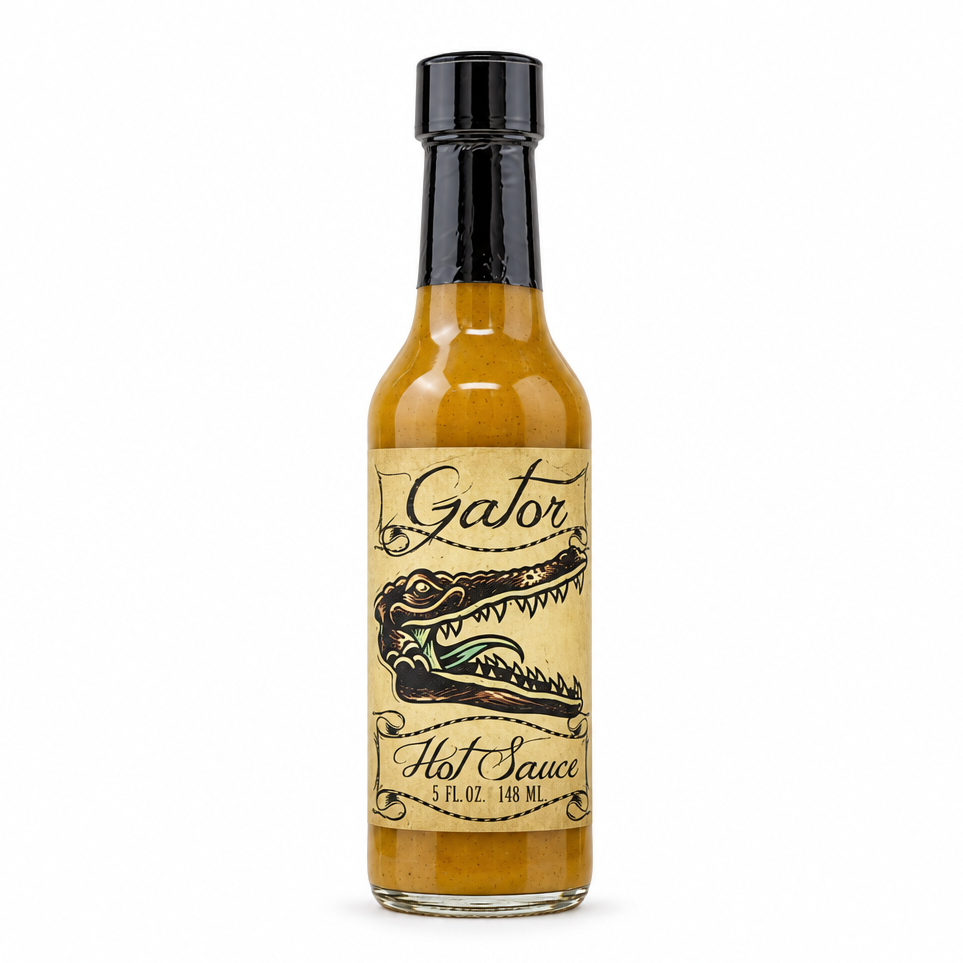 Puckerbutt Gator Hot Sauce bottle 