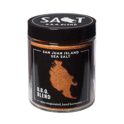 Jar of San Juan Island Sea Salt BBQ Blend on a white background