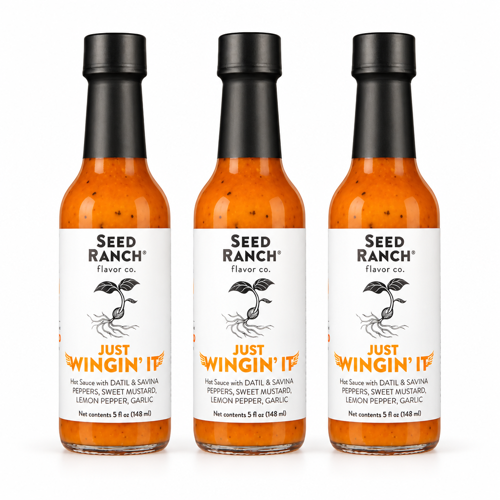 Three bottles of Seed Ranch Just Wingin It
