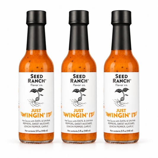 Three bottles of Seed Ranch Just Wingin It