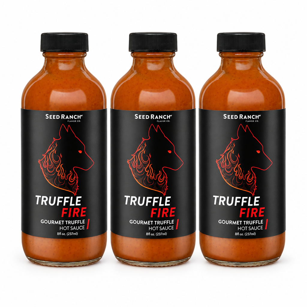 Three bottles of Seed Ranch Truffle Hound Fire