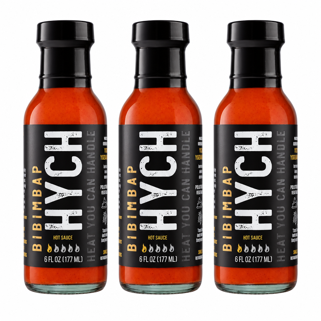 Three HYCH Bibimbap bottles