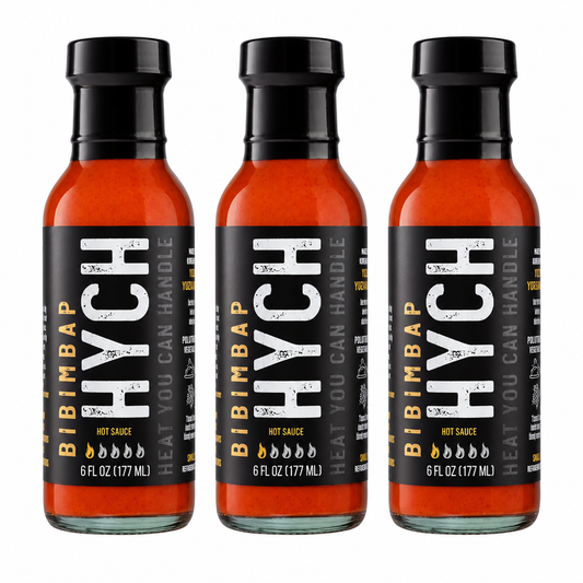 Three HYCH Bibimbap bottles